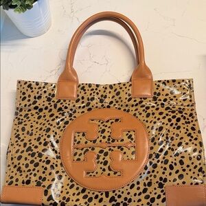 Tory Burch Leopard Print Tan and Black Tote